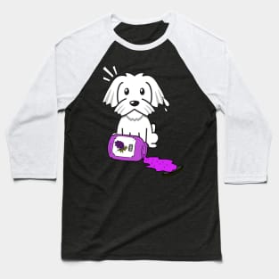Funny white dog spilled grape jam Baseball T-Shirt